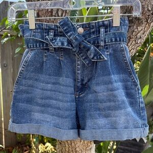 Almost Famous High Rise Paperbag Waist Denim Shorts
